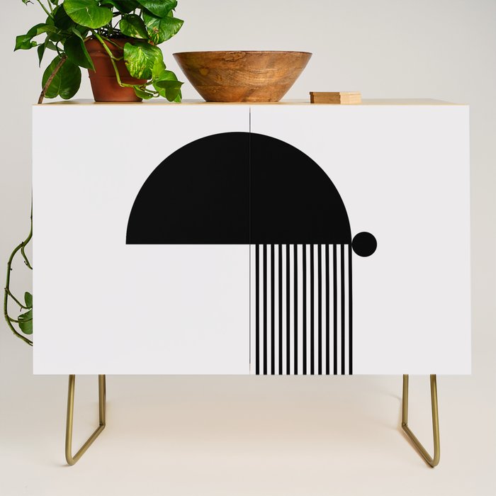 The Form - Black and White Abstract Credenza Gallery Image 1