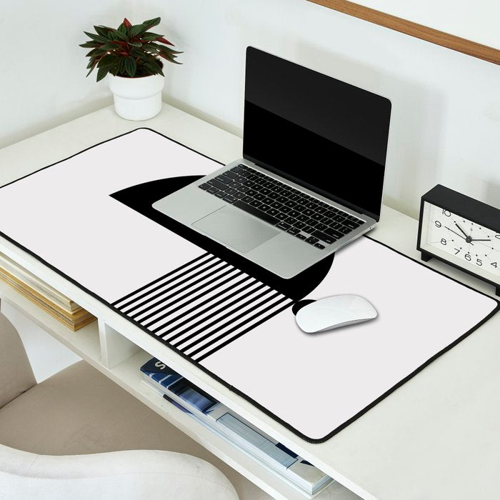 The Form - Black and White Abstract Desk Mat Gallery Image 2