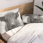 Highland Cow - Black & White Pillow Sham Gallery Image 2