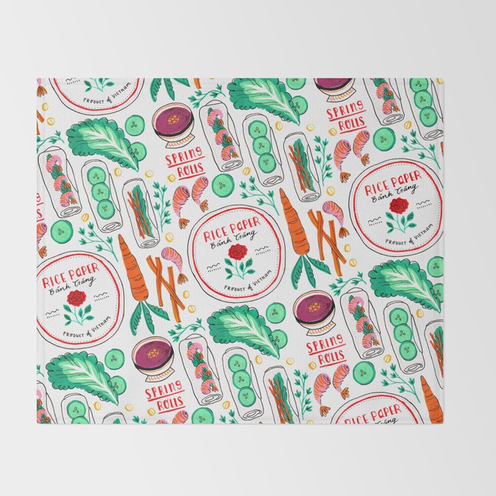 Vietnamese Spring Rolls Throw Blanket Gallery Image 2