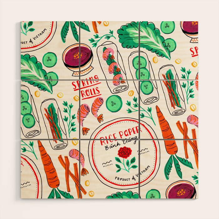 Vietnamese Spring Rolls Wood Wall Art