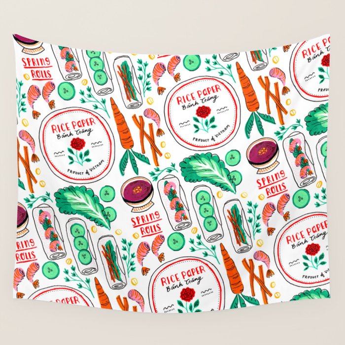 Vietnamese Spring Rolls Wall Tapestry Gallery Image 4