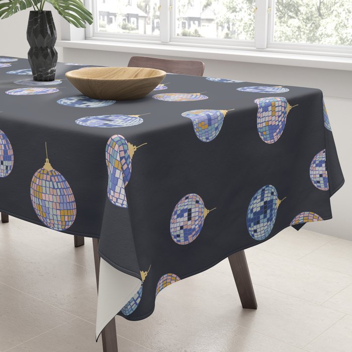 Disco balls party time pattern dark Tablecloth Gallery Image 3