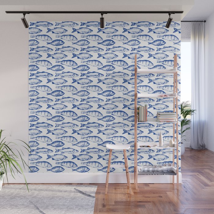 Dark Blue Fish Wall Mural Gallery Image 1