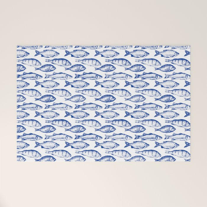 Dark Blue Fish Welcome Mat Gallery Image 1