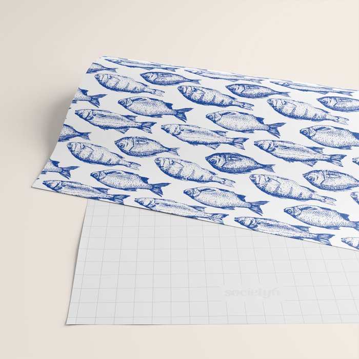Dark Blue Fish Wrapping Paper Gallery Image 2