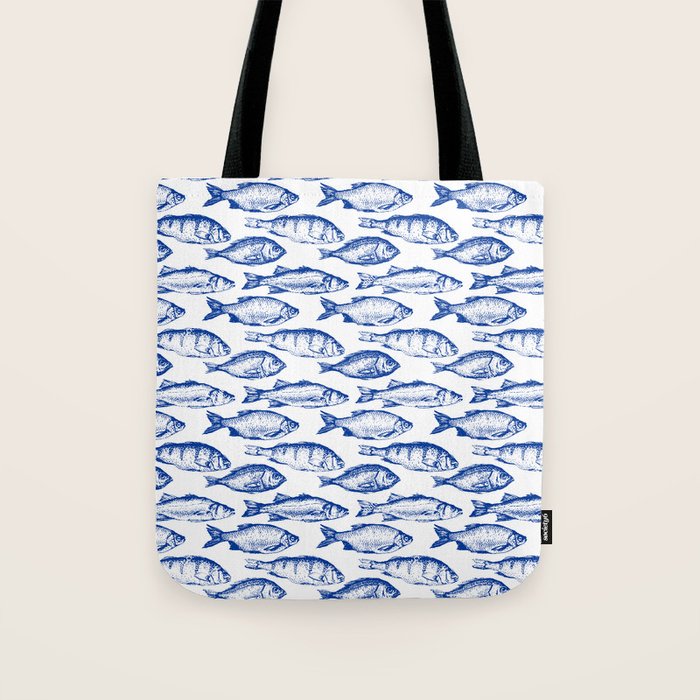 Dark Blue Fish Tote Bag Gallery Image 1