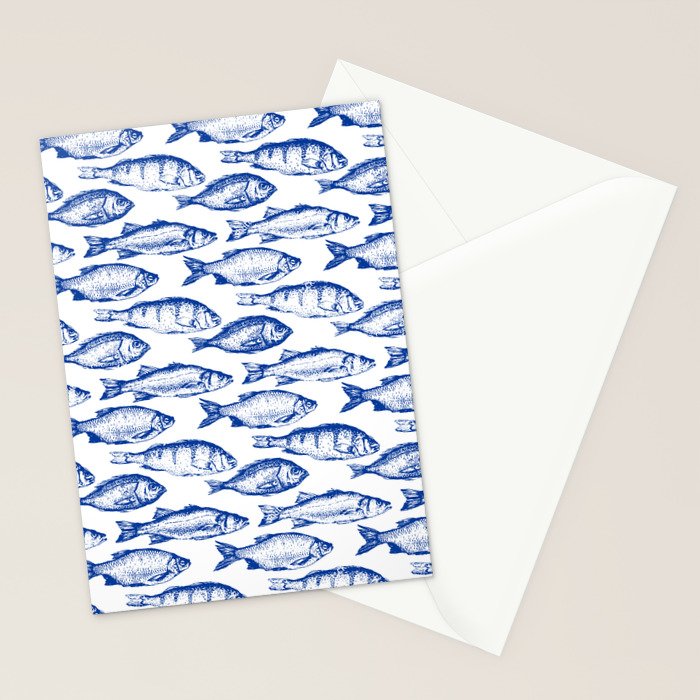 Dark Blue Fish Stationery Card Gallery Image 2