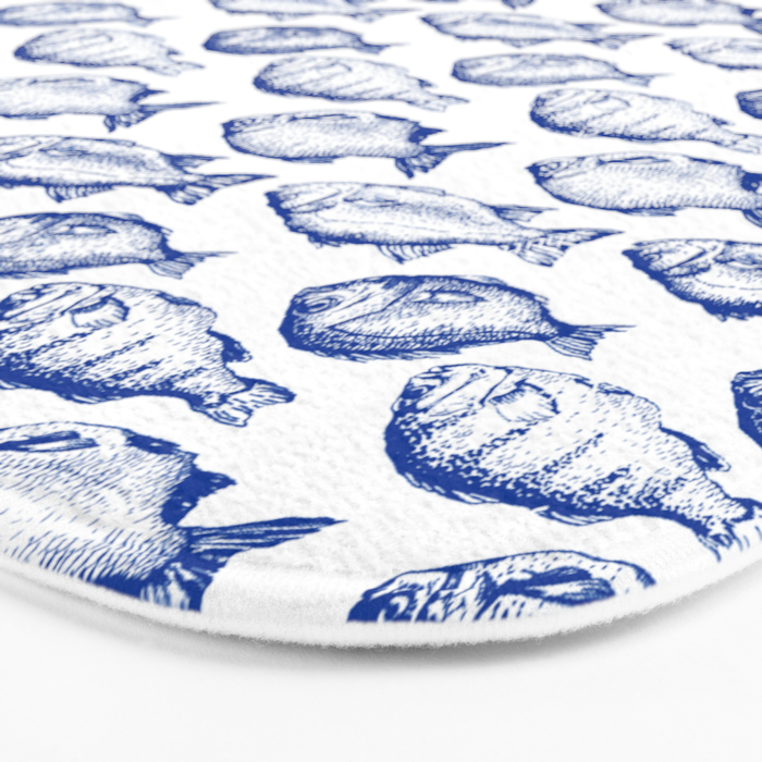 Dark Blue Fish Bath Mat Gallery Image 3