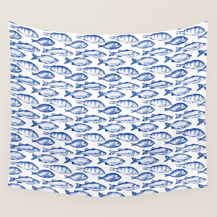 Dark Blue Fish Wall Tapestry Gallery Image 4