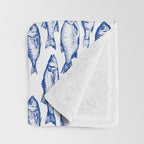 Dark Blue Fish Throw Blanket Gallery Image 3