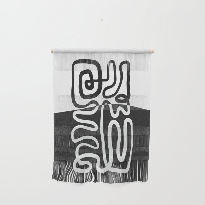 ABSTRACTION 01 | Black and White Abstract Series Wall Hanging Gallery Image 1