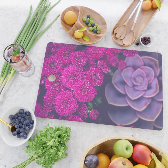 Flowers and Echeveria Cutting Board Gallery Image 2