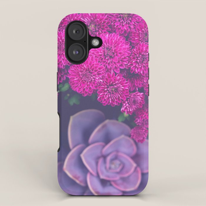 Flowers and Echeveria iPhone Case Gallery Image 1