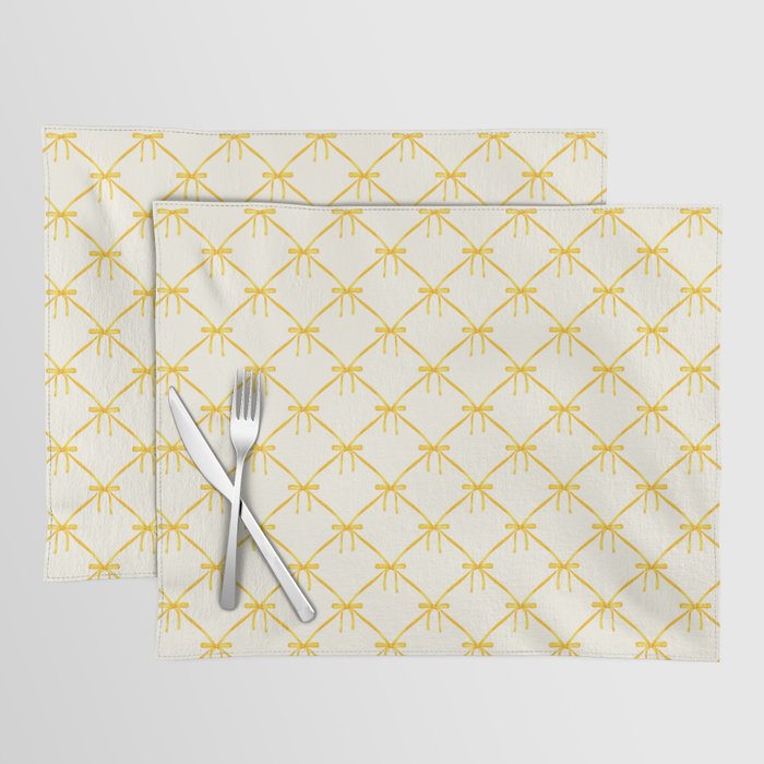 Bows & Ribbons Pattern IX Yellow Placemat Gallery Image 1