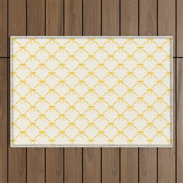 Bows & Ribbons Pattern IX Yellow Outdoor Rug Gallery Image 1