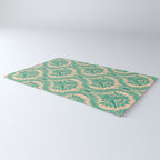 Triceratops Damask - Verdigris on peach Rug Gallery Image 3