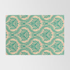 Triceratops Damask - Verdigris on peach Rug Gallery Image 2