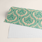 Triceratops Damask - Verdigris on peach Wrapping Paper Gallery Image 2