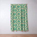 Triceratops Damask - Verdigris on peach Window Curtain Gallery Image 3