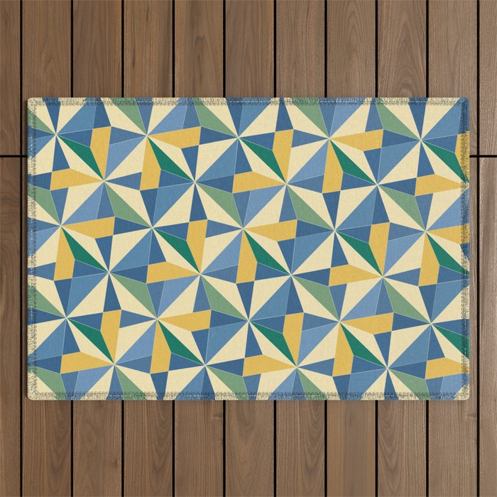 Kaleidoscope Tile Pattern XV Bold Colorful Summer Outdoor Rug Gallery Image 1
