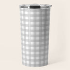 Gingham Plaid Check Pattern in Gray and White Travel Mug Gallery Image 1