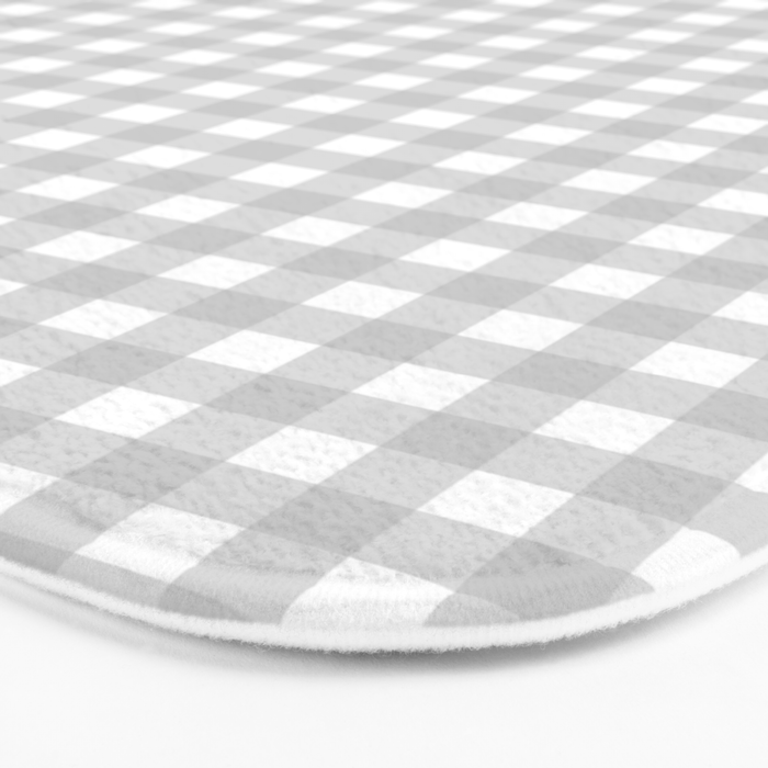 Gingham Plaid Check Pattern in Gray and White Bath Mat Gallery Image 3