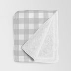 Gingham Plaid Check Pattern in Gray and White Throw Blanket Gallery Image 3