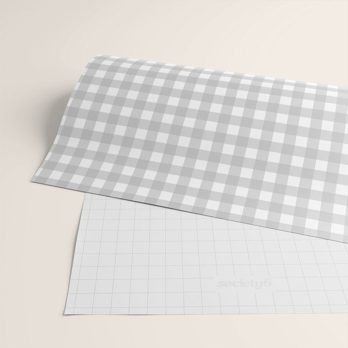 Gingham Plaid Check Pattern in Gray and White Wrapping Paper Gallery Image 2