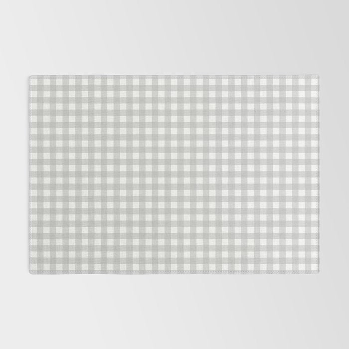 Gingham Plaid Check Pattern in Gray and White Rug Gallery Image 2