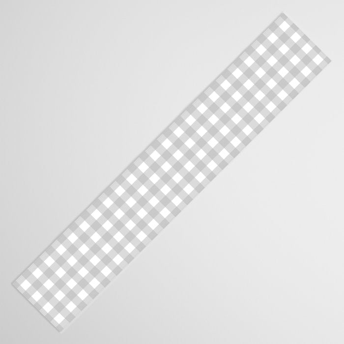 Gingham Plaid Check Pattern in Gray and White Table Runner Gallery Image 3