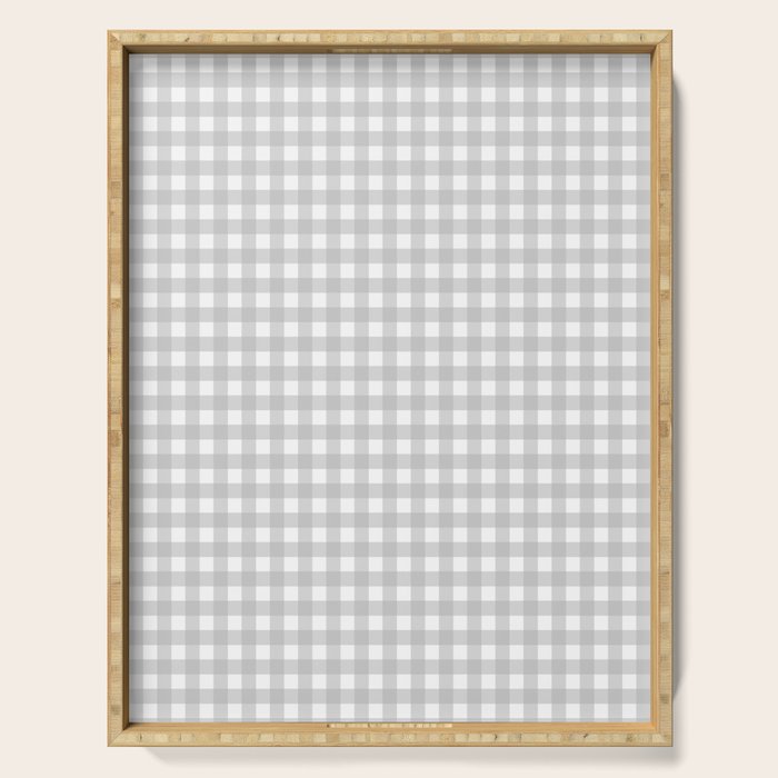 Gingham Plaid Check Pattern in Gray and White Serving Tray Gallery Image 1