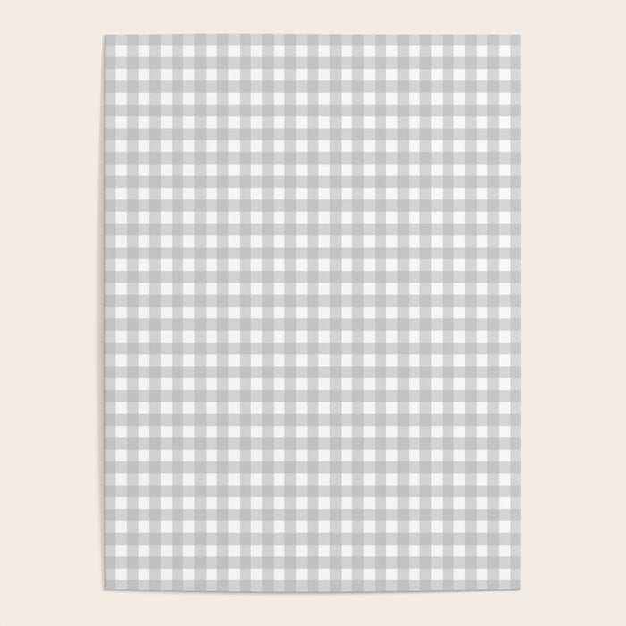 Gingham Plaid Check Pattern in Gray and White Poster Gallery Image 4
