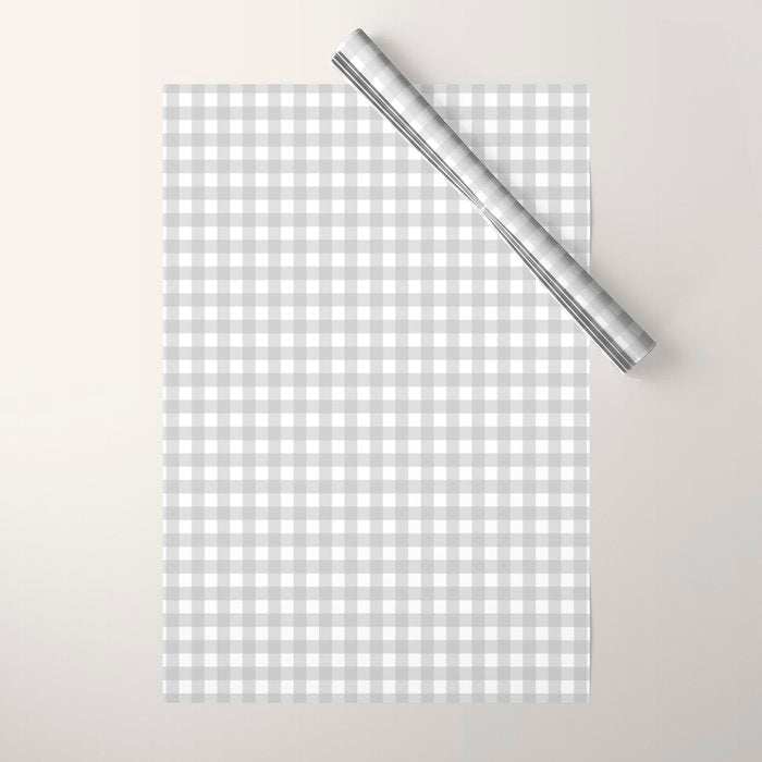 Gingham Plaid Check Pattern in Gray and White Wrapping Paper Gallery Image 1