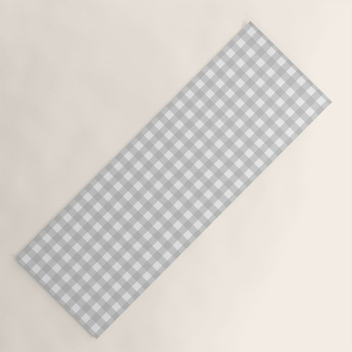 Gingham Plaid Check Pattern in Gray and White Yoga Mat Gallery Image 1