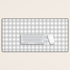 Gingham Plaid Check Pattern in Gray and White Desk Mat Gallery Image 1