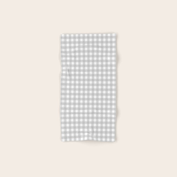 Gingham Plaid Check Pattern in Gray and White Bath Towel Gallery Image 1