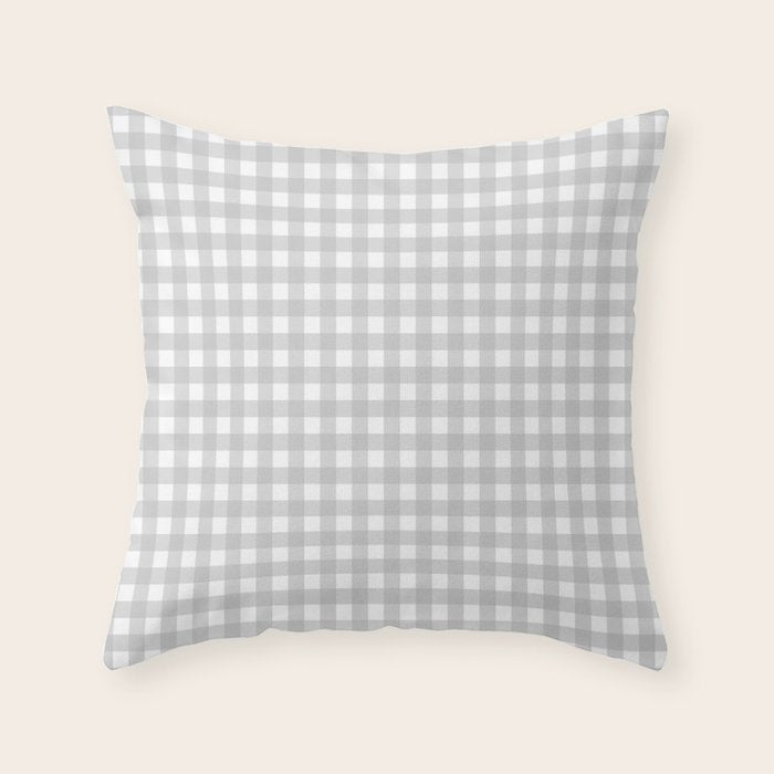 Gingham Plaid Check Pattern in Gray and White Throw Pillow Gallery Image 6