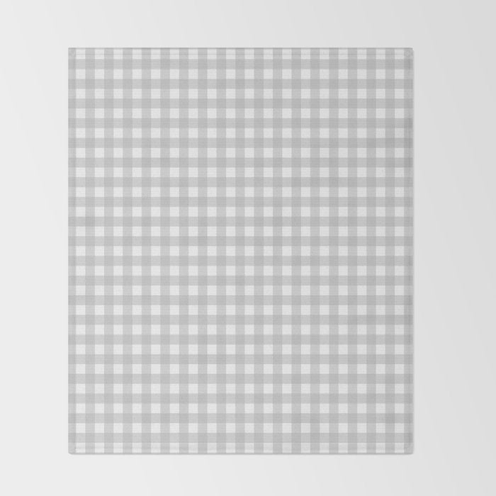 Gingham Plaid Check Pattern in Gray and White Throw Blanket Gallery Image 2