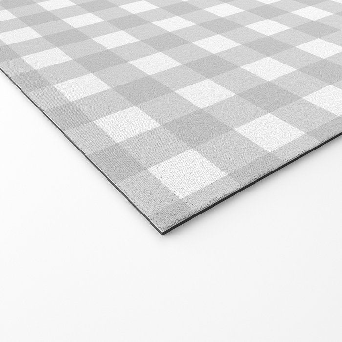 Gingham Plaid Check Pattern in Gray and White Welcome Mat Gallery Image 2