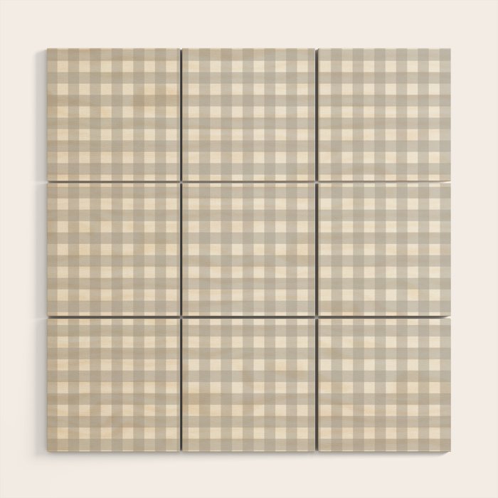 Gingham Plaid Check Pattern in Gray and White Wood Wall Art Gallery Image 1