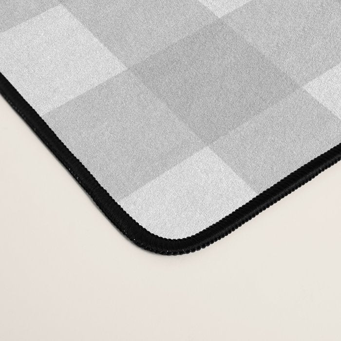 Gingham Plaid Check Pattern in Gray and White Desk Mat Gallery Image 4