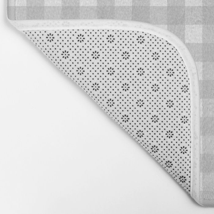 Gingham Plaid Check Pattern in Gray and White Bath Mat Gallery Image 2