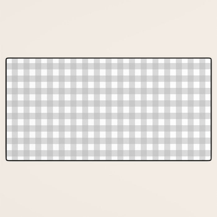 Gingham Plaid Check Pattern in Gray and White Desk Mat Gallery Image 3