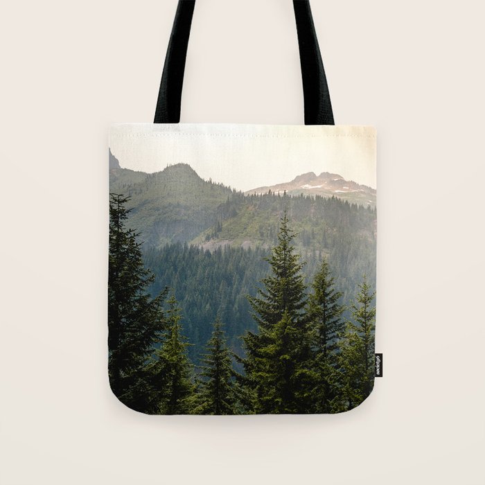 Mount Rainier Summer Adventure II - Pacific Northwest Mountain Landscape Tote Bag Gallery Image 1