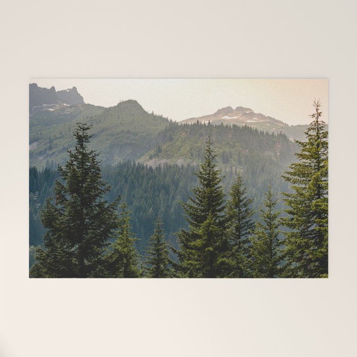 Mount Rainier Summer Adventure II - Pacific Northwest Mountain Landscape Welcome Mat Gallery Image 1