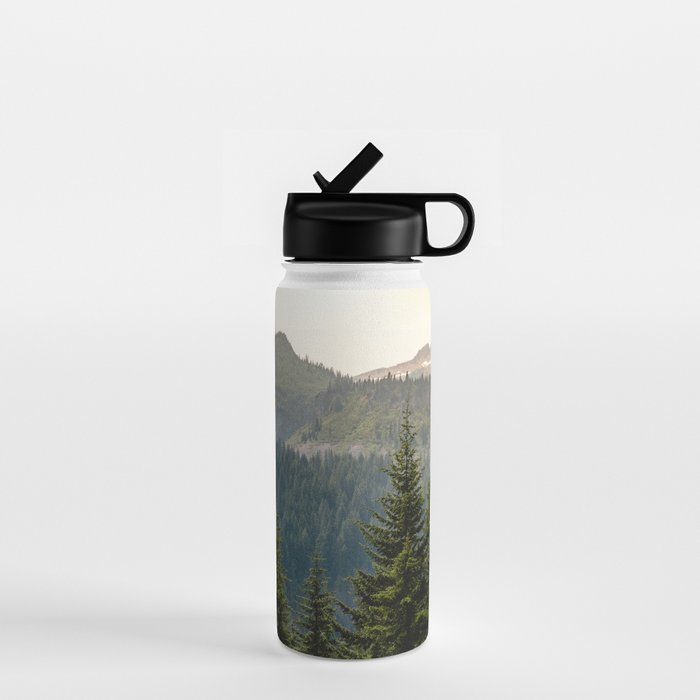 Mount Rainier Summer Adventure II - Pacific Northwest Mountain Landscape Water Bottle Gallery Image 1