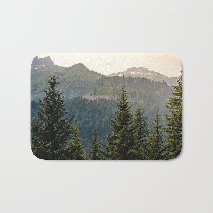 Mount Rainier Summer Adventure II - Pacific Northwest Mountain Landscape Bath Mat Gallery Image 1