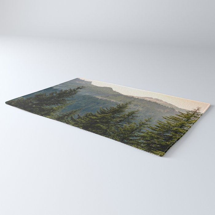 Mount Rainier Summer Adventure II - Pacific Northwest Mountain Landscape Rug Gallery Image 3