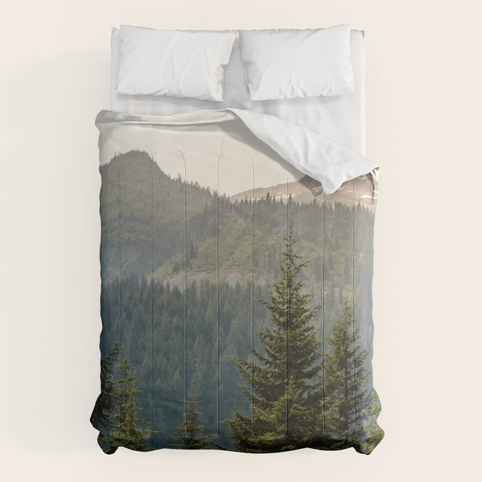 Mount Rainier Summer Adventure II - Pacific Northwest Mountain Landscape Comforter Gallery Image 6